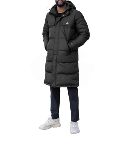 Image of Höhenhorn Bannalp Men's Winter Coat Down Jacket Puffer Coat Long Lined RDS Certified Down and Feathers, black, XXXL