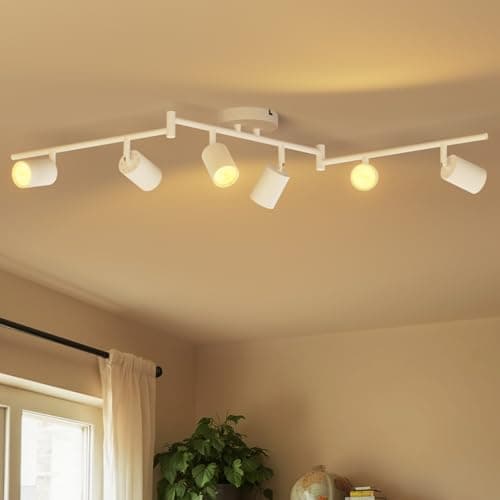 Image of LVWIT White Ceiling Light,6 Way Spotlights,Kitchen Light Fittings,GU10 Kitchen Lights Ceiling,Ceiling Lights Living Room,Ceiling Lights for Lounge Bedroom Dining Room(Bulb Not Included)