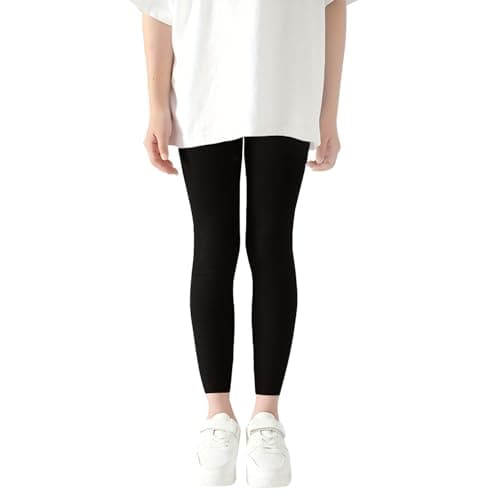 Image of PopCouture Girls Plain Cotton Ribbed School Leggings Black 5-6 Years