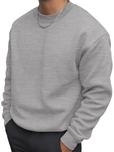 Image of PrinStory Sweatshirt For Men UK Cotton Round Neck Jumper Warm Long Sleeve Pullover Sweater With Ribbed Hem (Heather Grey, 3XL)
