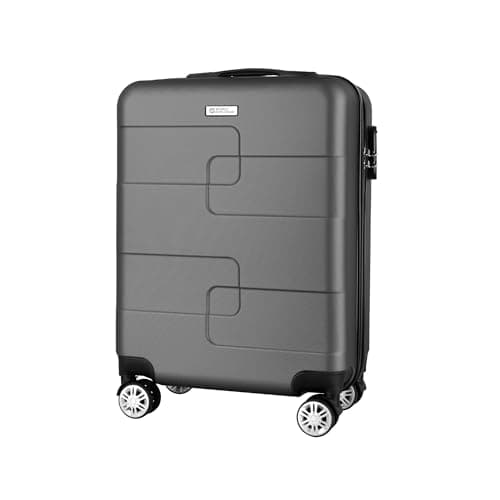Image of WORLD EXPLORER Cabin Suitcase | ABS Hard Shell with 360° Spinner Wheels & Com-bination Lock | Lightweight Cabin Luggage and Suitcase 34L – Ryanair Priority Size Travel Bag (Dark Grey, 55x40x20 CM)