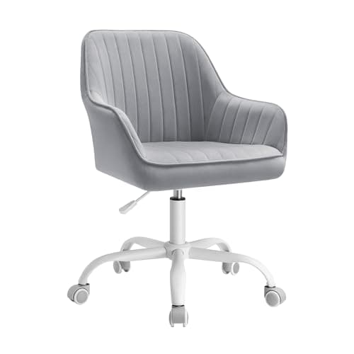Image of SONGMICS Office Chair, Swivel Chair, Makeup Vanity Chair, Velvet Surface, Foam Padding, Adjustable Height, for Home Office, Study, Bedroom, Dove Grey OBG012G13