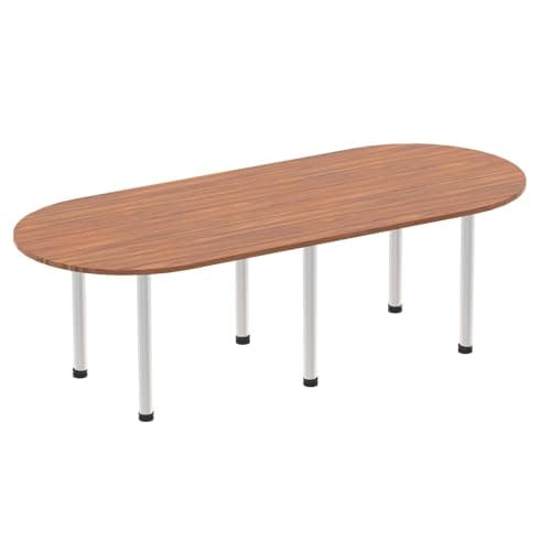 Image of OPO Impulse Freestanding 1800/2400mm Rectangular Boardroom Table Attractive Post Legs | Sturdy Build Weather & Heat Resistant Melamine Finish Table Walnut Silver 2400