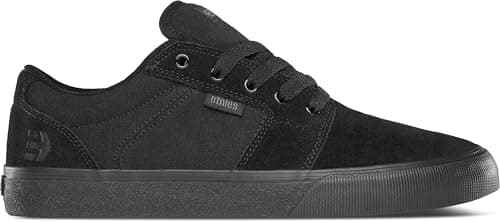 Image of Etnies Barge LS – Classic Skate Look, Slim Vulcanized Silhoutte, Hefty Armored Collar, Reinforced Vulc - Black/Black/Black - 9