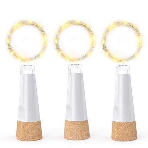 Image of leegoal Bottle Lights, USB Rechargeable Wine Bottle Light with Cork 2024 Upgraded 2m 20 LED Jar Fairy Lights for Xmas Decorations(Warm White, 3 Pack)