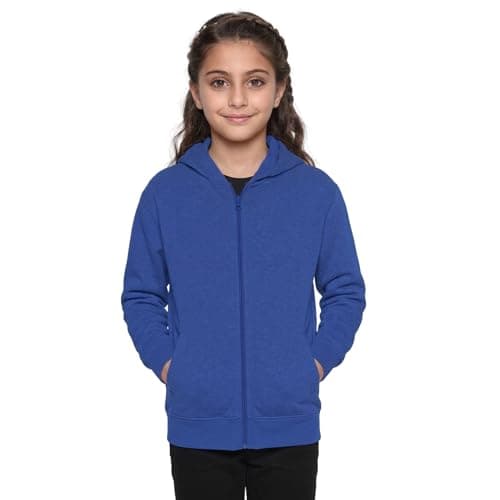 Image of GW CLASSY OUTFIT Kids Girls Boys Zipper Hoodie Unisex Fleece Zipper Top Jacket PE School Sweat Hoodie Casual Fashion UK Size 4-13 Years (7-8 Years, Royal Blue)