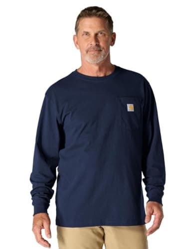 Image of Carhartt Men's Loose Fit Heavyweight Long-Sleeve Pocket T-Shirt, Navy, XL