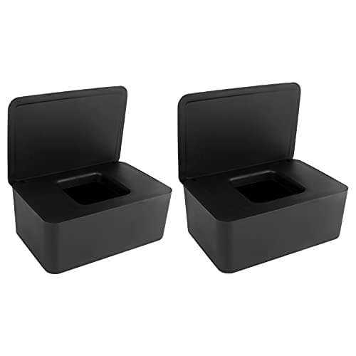 Image of Anruyi Baby Wet Tissue Box with Lid Seal - Plastic Wipes Dispenser Case for Home Office Desk (Black)