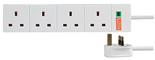 Image of pro elec 4 Gang Surge Protected Extension Lead, White 2m