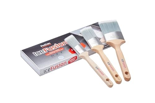 Image of ProDec Advance 3 piece Ice Fusion Angle Oval Trade Synthetic Paint Brush for Painting with Emulsion, Gloss, Satin Paints Ideal for Skirting Board, Architrave & Other Moulded Surfaces