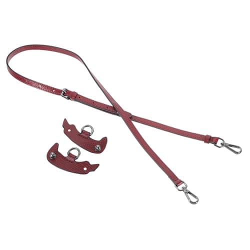Image of sourcing map Genuine Leather Bag Strap Replacement Adjustable Crossbody Bag Straps, 37.4-45.3 Inch Purse Strap for Shoulder Bag Handbag Purse, Wine Red, Black Buckle, 1 Set