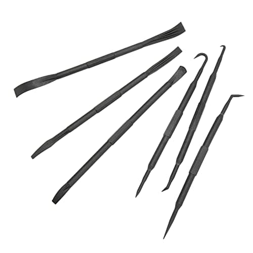 Image of Pick and Hook Set,6PCS Set Prying Bar Hook Set Double Ended ABS Plasti Extended Plastic Pick Set,Our Long Pry Bar P C Black for Removing O Sealing Accessories Pry Bar Kit Pry