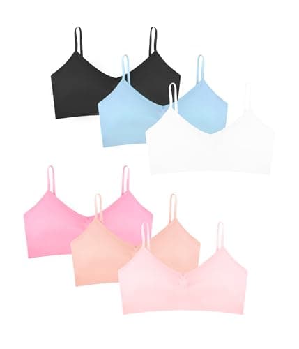 Image of POWER FLOWER Girls Back to School Seamless Training Bra with Removable Pads Multicoloured Girls Sports Bra Strappy Top for 8-14 Years (3007-Combo1, 12-14 Years)