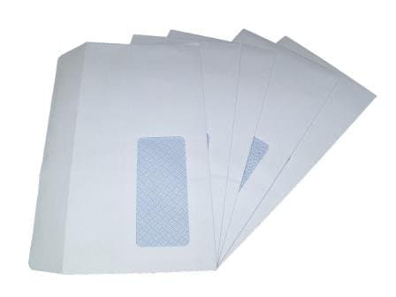 Image of 500 x DL Window White SELF Seal Envelopes 110x220mm, 90gsm