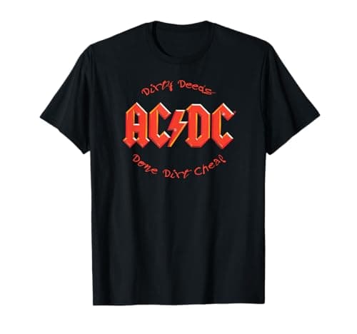 Image of AC/DC Dirty Deeds Done Dirt Cheap Script Text T-Shirt