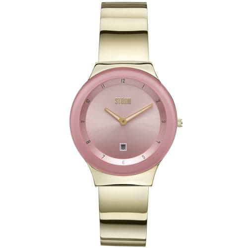 Image of STORM LUCKI Aqua, Slim Watch, Edge to Edge Glass, Numbered Dial, Splash Resistant, Japanese Miyota, Movement, Date Function, Stainless Steel, Sustainable Materials Used (Gold Pink)