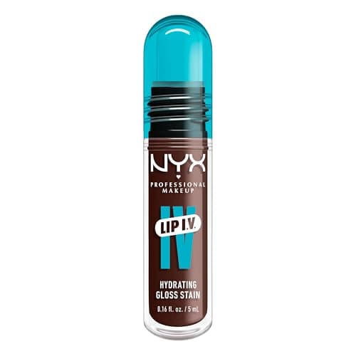 Image of NYX Professional Makeup Lip Gloss and Lip Stain, Lip IV Hydrating Gloss Stain, Up to 12 Hour Hydration, High Pigment, Wet Shine Finish, Shade: Espresso Soak