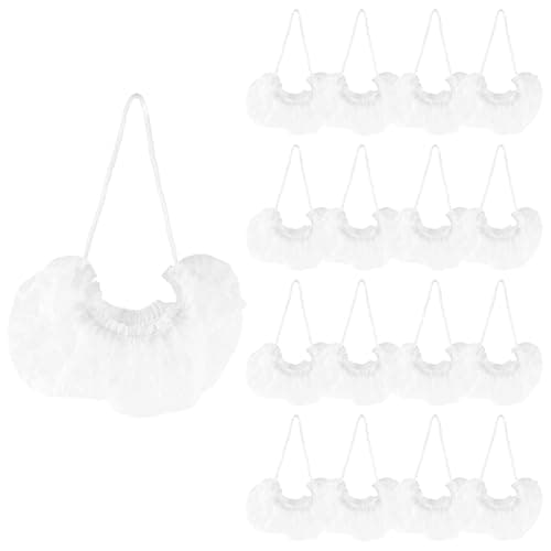 Image of Hopzab 100 Pcs Disposable Beard Nets, Elastic Nylon Protective Beard Covers for Men, Comfortable & Breathable Masks for Chefs, Food Service, Kitchen, Restaurant & Laboratory Use(White)