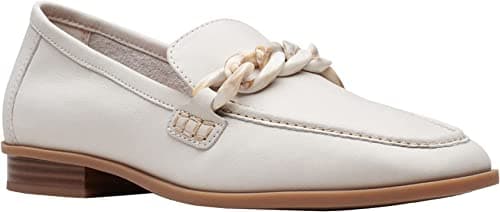 Image of Clarks Sarafyna Iris Leather Shoes in White Standard Fit Size 4