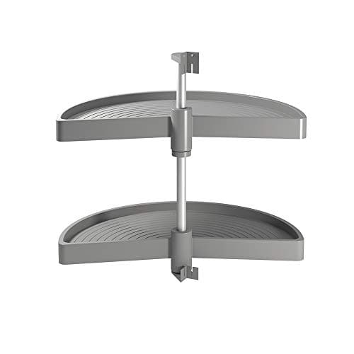 Image of Emuca - Set of swivel trays for kitchen corner unit, 1/2 carousel of Ø650mm (25,6 inch) for 800mm (31,4 inch) blind corner, grey