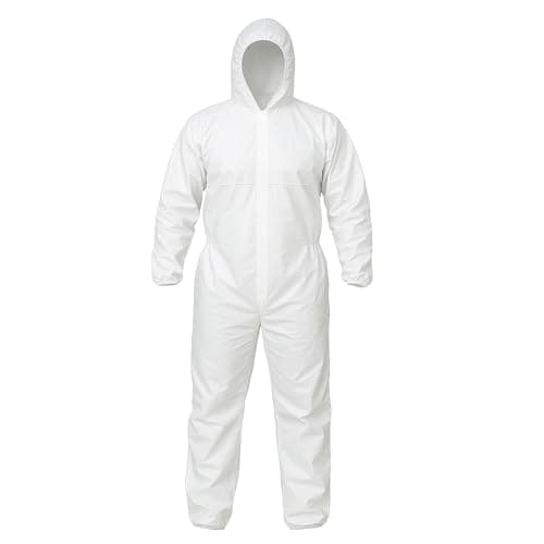 Image of SOL 1pc Disposable Boiler Suit White Protective Coveralls One Size Workwear for Painting Cleaning DIY Decorating Lightweight Breathable Painter Overall Protective Clothing