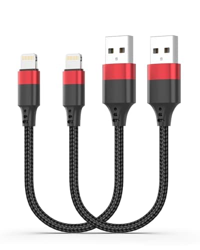 Image of Bkduice USB to Lightning Cable 20CM, 2Pack Black Short Lightning Cable 0.2M, MFi Certified iPhone Charger Cable Short Compatible for Apple iPhone 14 13 12 11 Pro Max Mini 8 7 6S Plus SE XS XR