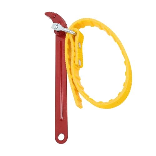 Image of INFINAUTO 210mm Strap Wrench Rubber Steel Handle Adjustable Strap Removal Tool Multi-Purpose Pipe Spanner for Oil Filter Water Filter Red Yellow