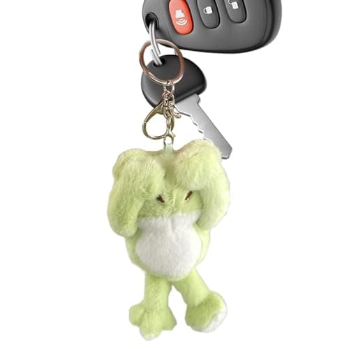 Image of Plush Frog Key Ring - Cute Bag Charm with Frog Image - Soft Backpack Accessory Key Pendant for Birthday New Year Christmas Easter