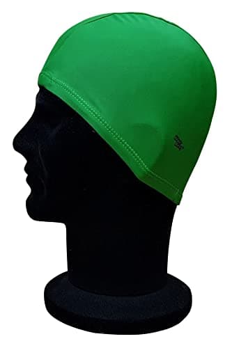 Image of Blue Reef Elasticated Spandex Stretchy Anti Tear Easy Fit Plain Non Waterproof Deluxe Pull On Swimming Hat Swim Cap One Size Suitable For All Ages 3+ Years (Dark Green)