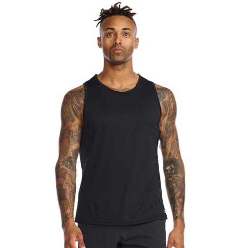 Image of 2XU Men's Aero Tank Top, Black/Silver Reflective, L