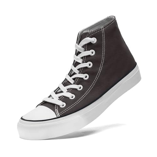Image of sharllen High Top Trainers Women Canvas Sneakers Ladies Lace Up Canvas Shoes for Men Women Plimsolls Pumps Casual Tennis Shoes(Dark Grey 280)