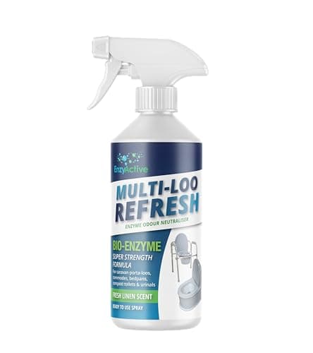 Image of EnzyActive Multi Loo & Portable Toilet Cleaner – Enzyme Odour & Stain Remover for Porta Loo, Caravan Toilet, Commode, Urinal & Camping Toilets – Super Strength Linen Fresh 500ml Spray – Urine & Faeces