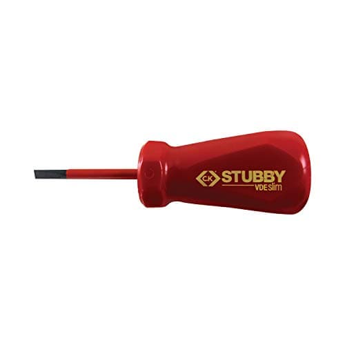 Image of C.K T48344-055 Stubby Vde/1000V Slim Screwdriver Slotted 5.Mm, Red