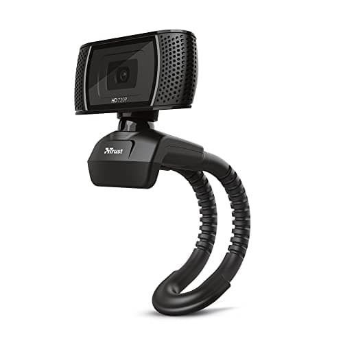 Image of Trust Trino HD Webcam with Microphone, 1280x720, 30 FPS, Universal Stand, USB, Web Camera with Photo Button for Streaming, Video Calling, Skype, Teams, Zoom, PC, Computer, Laptop, Mac - Black