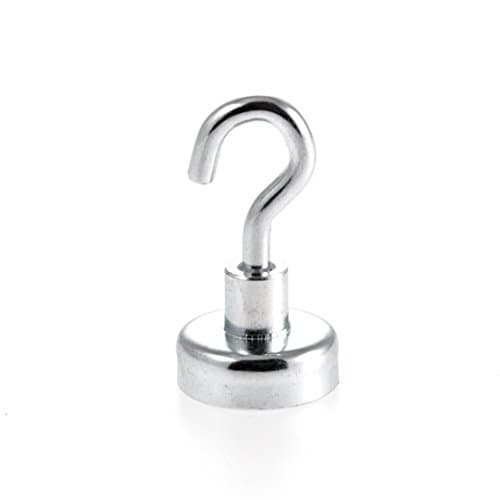 Image of Magnetastico® | 1 Piece Neodymium N35 Magnetic Hook 25 mm Ø | Holding Force 22.0 kilograms | 1 Neodymium Hook Magnet zinc Coated & Very Strong | Pot Magnet with Hook