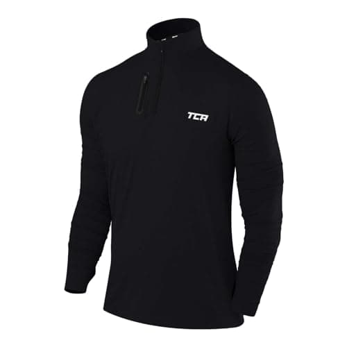 Image of TCA Fusion Long Sleeve Running Top Men - Training Tops for Men - Golf Top Golf Clothing - 1/4 Zip Tops Mens - for Gym Hiking - Black, XXL