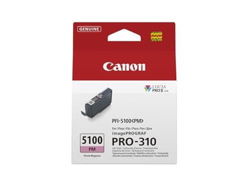 Image of Canon PFI-5100PM Genuine Printer Ink Cartridge - High Performance & Fade Resistant Ink (1 x Photo Magenta Cartridge) - Compatible with imagePROGRAF PRO-310