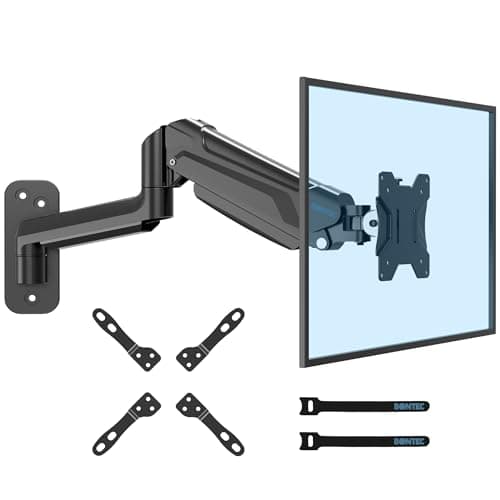 Image of BONTEC Monitor Arm Wall Mount for 13-42 Inch Screens, Gas Spring Arm Holds 3-9KG, Adjustable Tilt Swivel Rotation, Heavy Duty Wall Mounted Arm with VESA Extension Kit 75/100/200