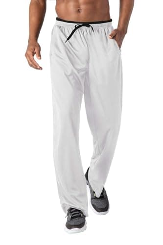 Image of KEFITEVD Tracksuit Bottoms Men Lightweight Open Hem Sweatpants Quick Dry Joggers Baggy Zip Pockets Trousers White Black XL