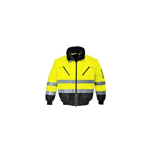 Image of Portwest Men's Hi-Vis 3in1 Pilot Jacket, Yellow / Black, M