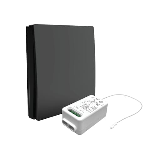 Image of Evoges Firefly RF Kinetic Switch & Receiver Kit (Non Dimmable 5A Relay Receiver + 1 Gang Wireless Battery Free Light Switch, Black)