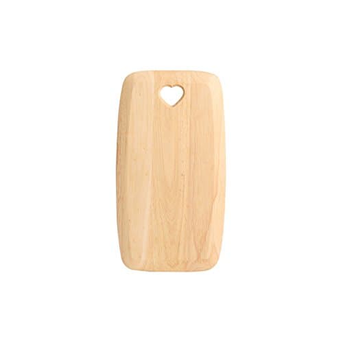 Image of T&G Colonial Home Rectangular Chopping Board with Heart Cut-Out in Hevea, Small, 27.5 x 15 x 1.5 cm