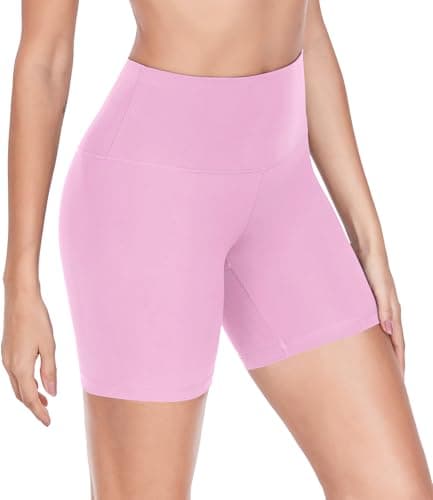Image of wirarpa Cycling Shorts Women High Waisted Workout Gym Leggings Buttery Soft 6" Activeshorts for Running Yoga Sports Comfort Biker Shorts Pink Size Large