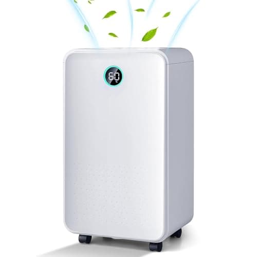 Image of HOMFME 12L/Day Electric Dehumidifier, Mini Air Dehumidifier with Digital Humidity Display, 3 Modes, Laundry Drying, Continuous Drainage, Auto-Off, Portable Dehumidifiers for Bedroom Garage (24H Timer)