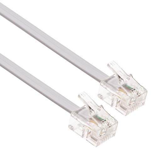 Image of Keple 20m RJ11 Cable ADSL Extension Lead Phone Cord Telephone Plug High Speed BT Internet Broadband Male to Male Router and Modem to RJ11 Phone Socket, Microfilter, Landline Wire (White)