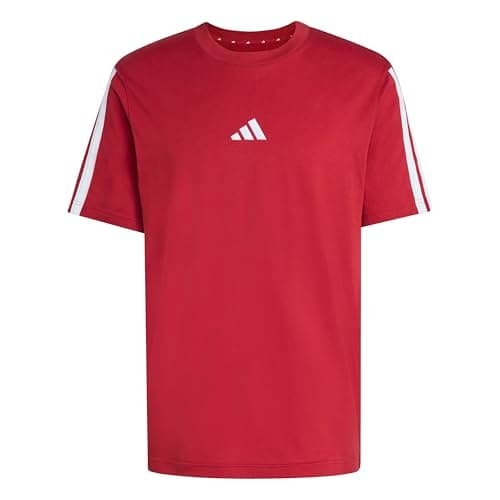 Image of adidas Men's Essentials Three Stripes Single Jersey TEE, Active Maroon/White, L