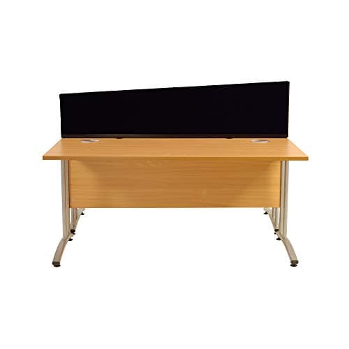 Image of Panelwarehouse Angled Desk Divider Partition Screens Desktop - 5 Widths & 11 Double Sided Pinnable Fabric Colours (Black, 1800mm x 400mm x 300mm)
