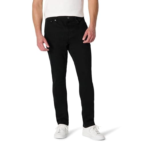 Image of Amazon Essentials Men's Slim-Fit Jeans, Black-Midweight, 28W / 34L
