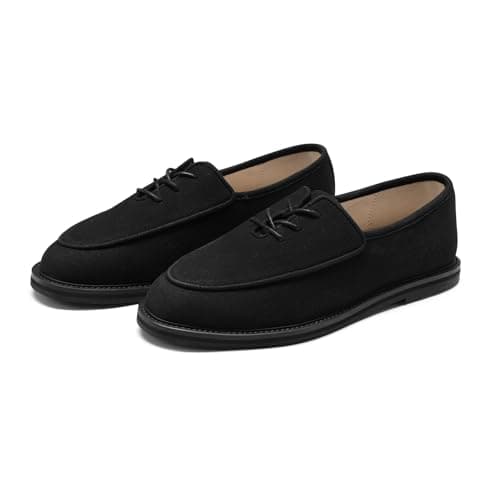 Image of Allthemen Mens Slip On Loafers Moccasin Dress Oxford Classic Lace Up Casual Boat Loafer Low Top Black 8 UK