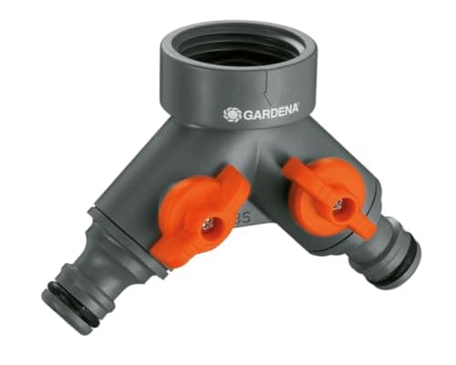 Image of Gardena 2-Way Valve: Water Distributor for Faucet with 33.3 mm (G 1 inch) - Thread, for simultaneous Connection of Two Devices, Both outputs Adjustable (940-20)